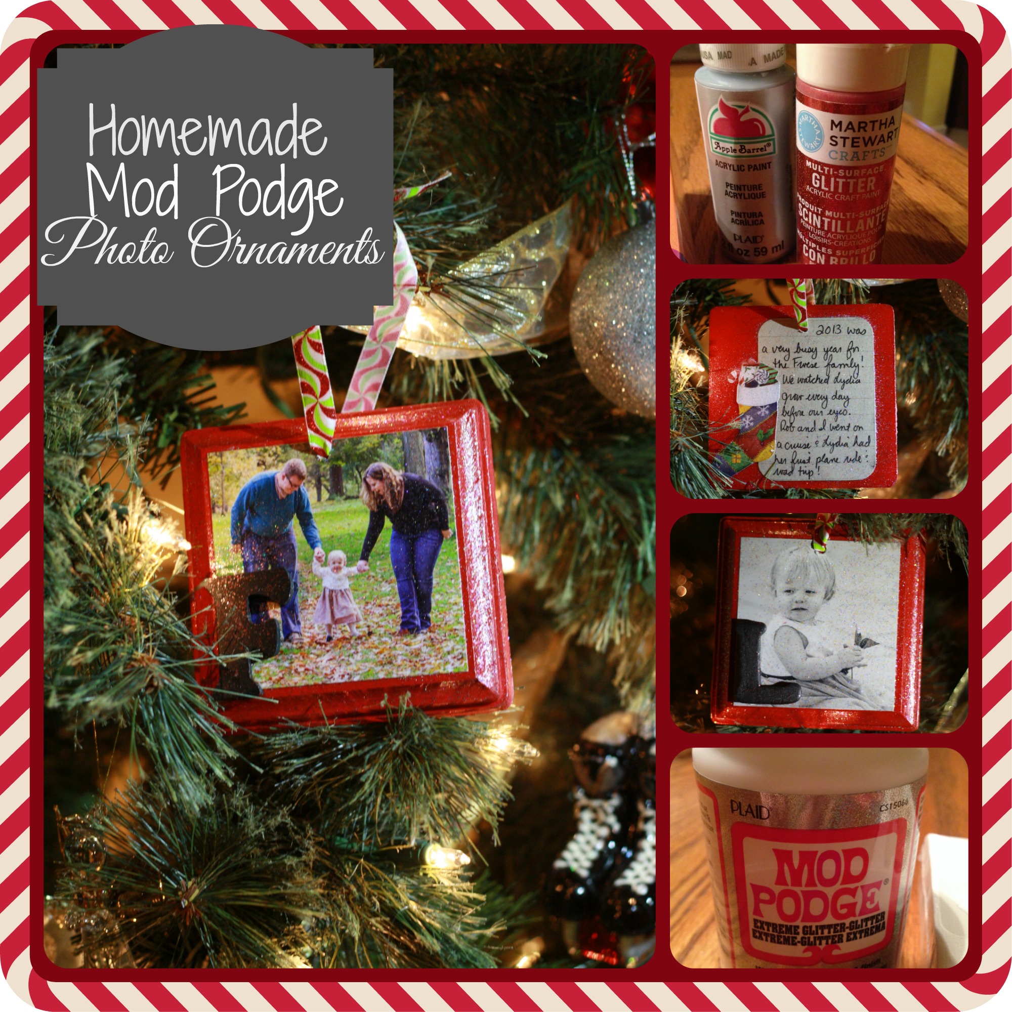 Homemade Mod Podge Photo Ornaments