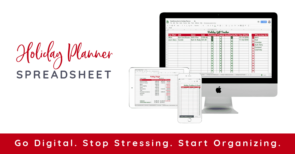 get more organized this holiday season with the holiday planner spreadsheet