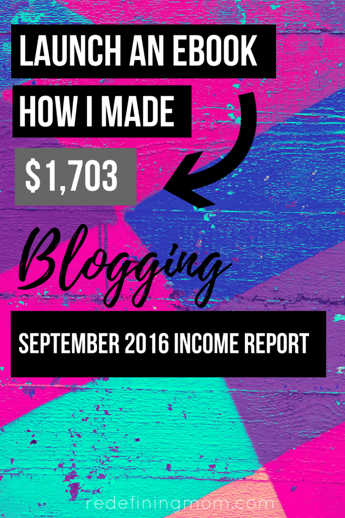 Last month I started sharing my blog income report to encourage new women online business owners. I want to show fellow bloggers how to make money blogging by sharing the exact strategies that I use. In September 2016, I made $1,703 and launched my first eBook, Busy Moms Building: 12 Steps to Running Your Own Online Business for Busy Moms!