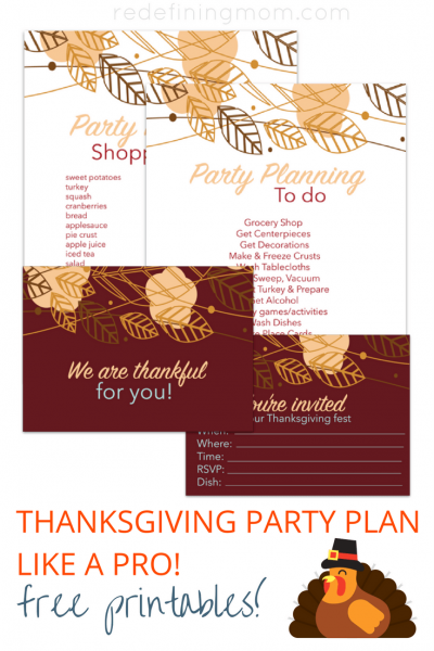 Download 4 FREE printables for Thanksgiving party planning. Including cute handwritten thanksgiving dinner invitations, a "thankful for you" table setting card, and a done for you thanksgiving shopping list!