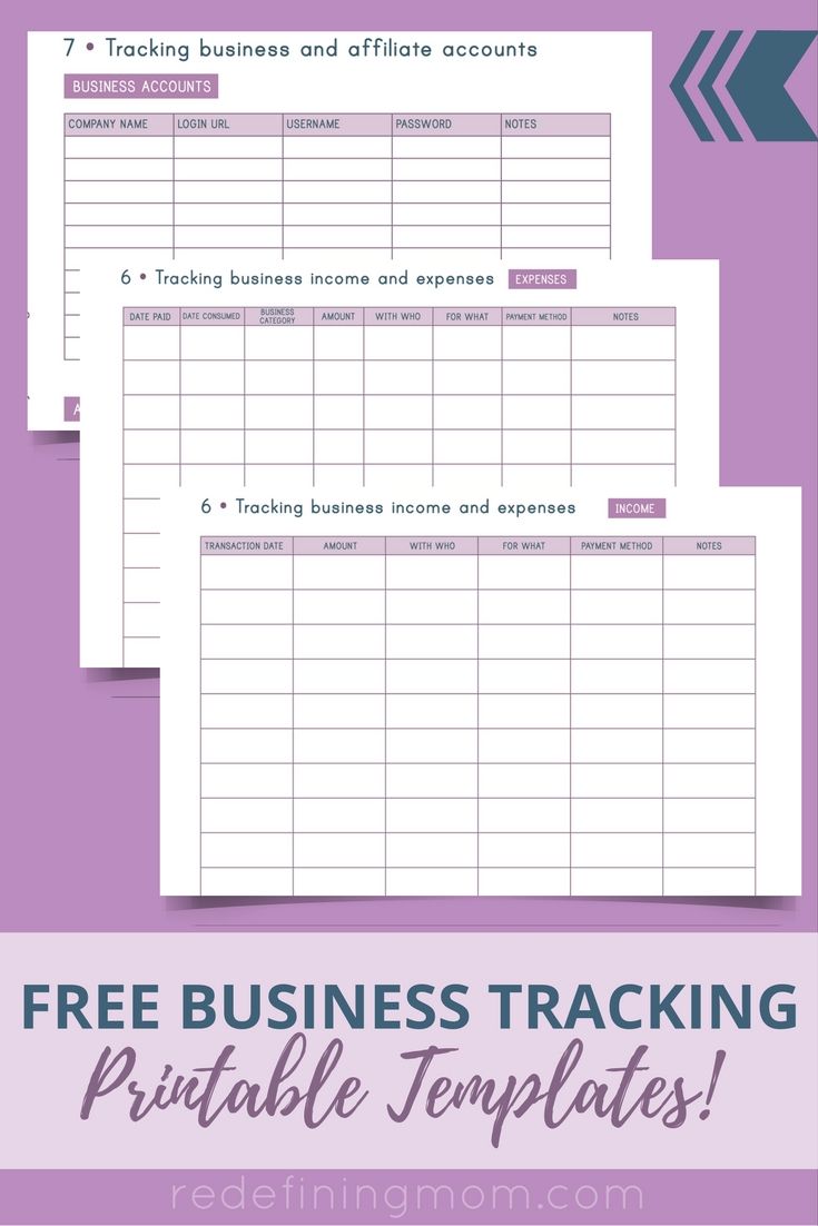 FREE Business Tracking Printable Templates - Redefining Mom