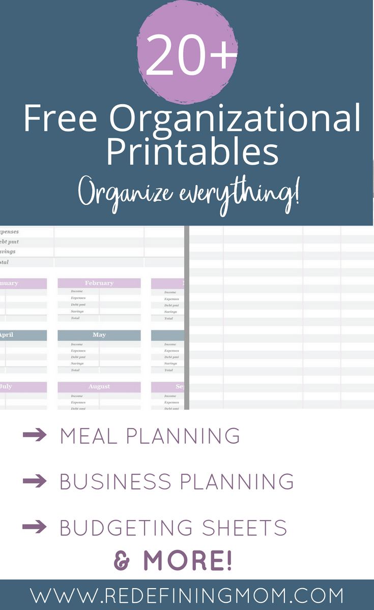 free organizational printables