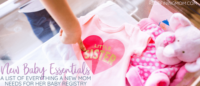 a list of all the baby essentials a second time mom needs for her baby registry